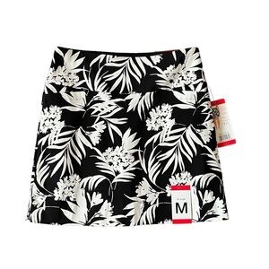 S.C. & CO. 360 Degrees Tummy Control Black Floral Print Skort Women's Size M